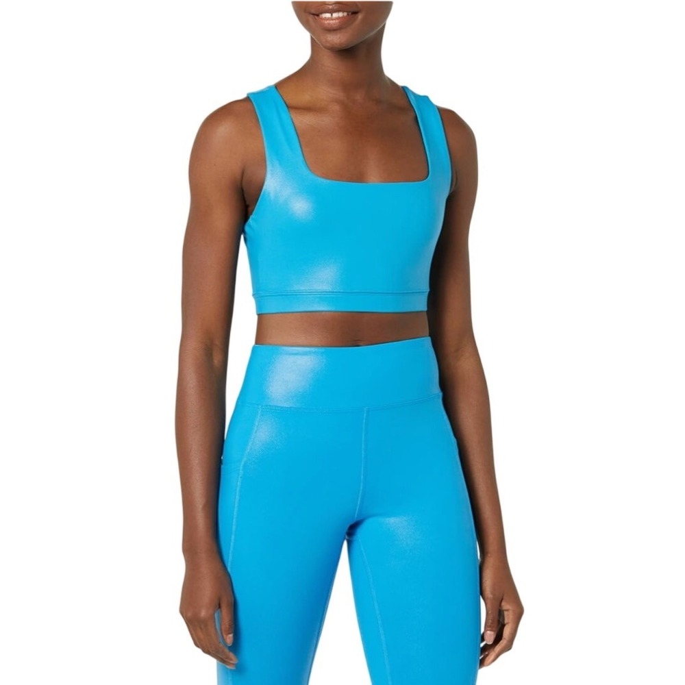 Eleven by Venus Williams Electric Blue Metallic Shimmer Square Neck Sports Bra M
